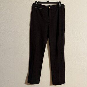 St. John Sport Black Wool Blend Slim Fit Pants Size 6 Gold Accents Quiet Luxury